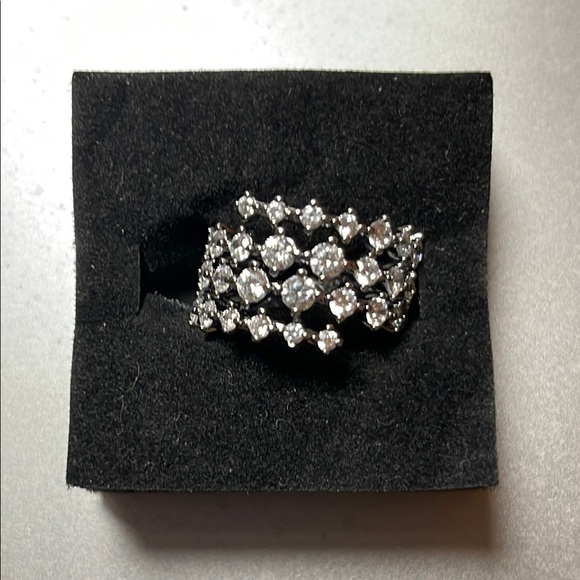 Bomb Party APRIL 2025 - Hematite and Cubic Zirconia Wide Band Ring - Picture 3 of 4